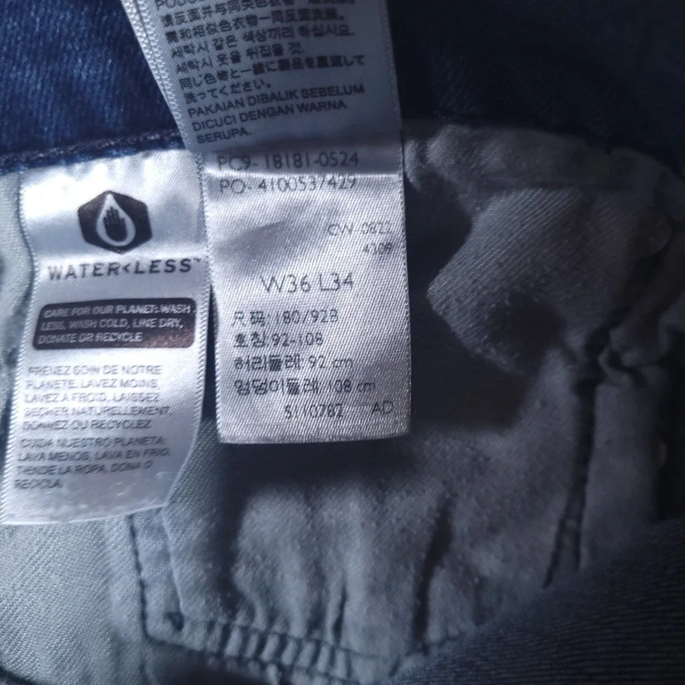 Levis 541‎ Jeans Mens 36x34 Athletic Stretch Indigo Blue Denim Distressed